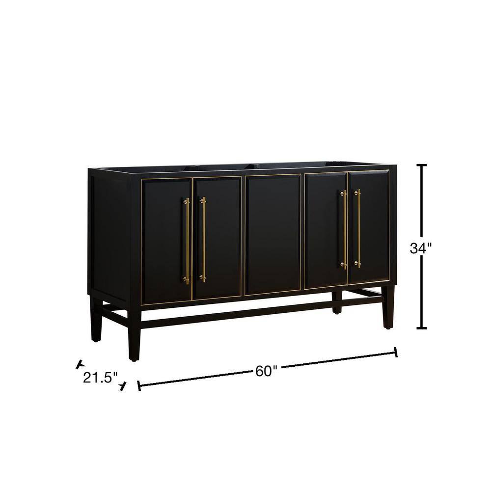 Avanity Mason 60 in. Bath Vanity Cabinet Only in Black with Gold Trim MASON-V60-BKG