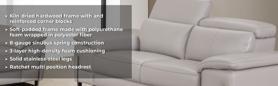 Turin Contemporary Genuine Italian Leather Loveseat   Contemporary   Loveseats   by Luxuriant Furniture  Houzz