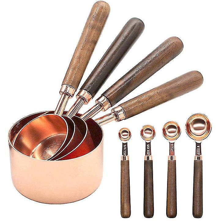 4pcs Stainless Steel Rose Gold Measuring Cups and Measuring Spoons Set