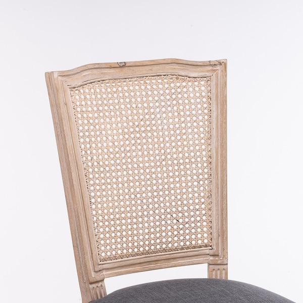 2pcs French Style Dining Chair with Square Rattan Backrest