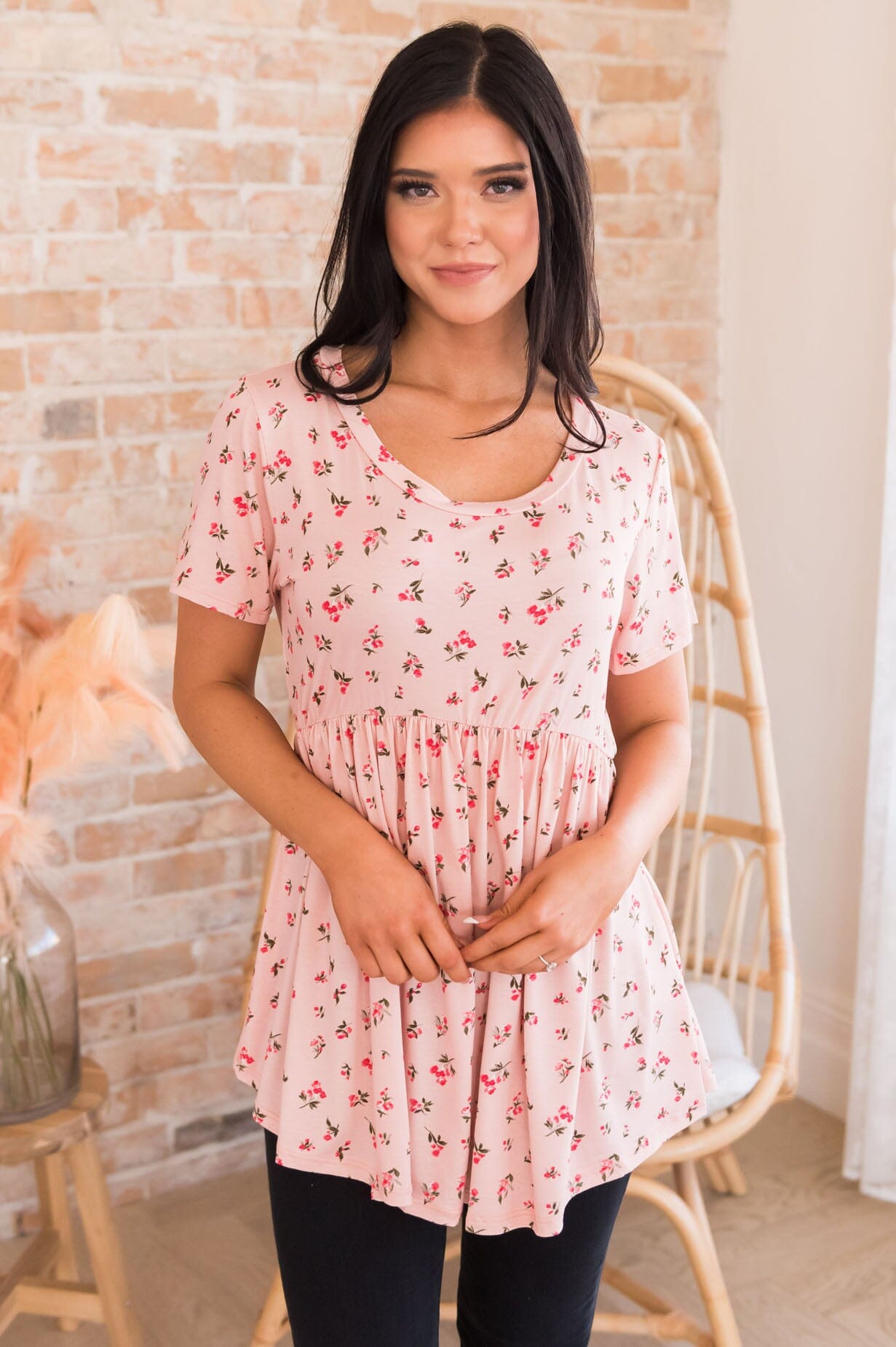 Falling For Flowers Modest Babydoll Top