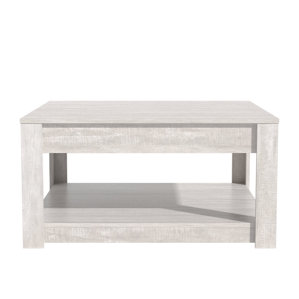 GALANO Japtur 31.5 in. Wood Top Square Laser Cut Coffee Table