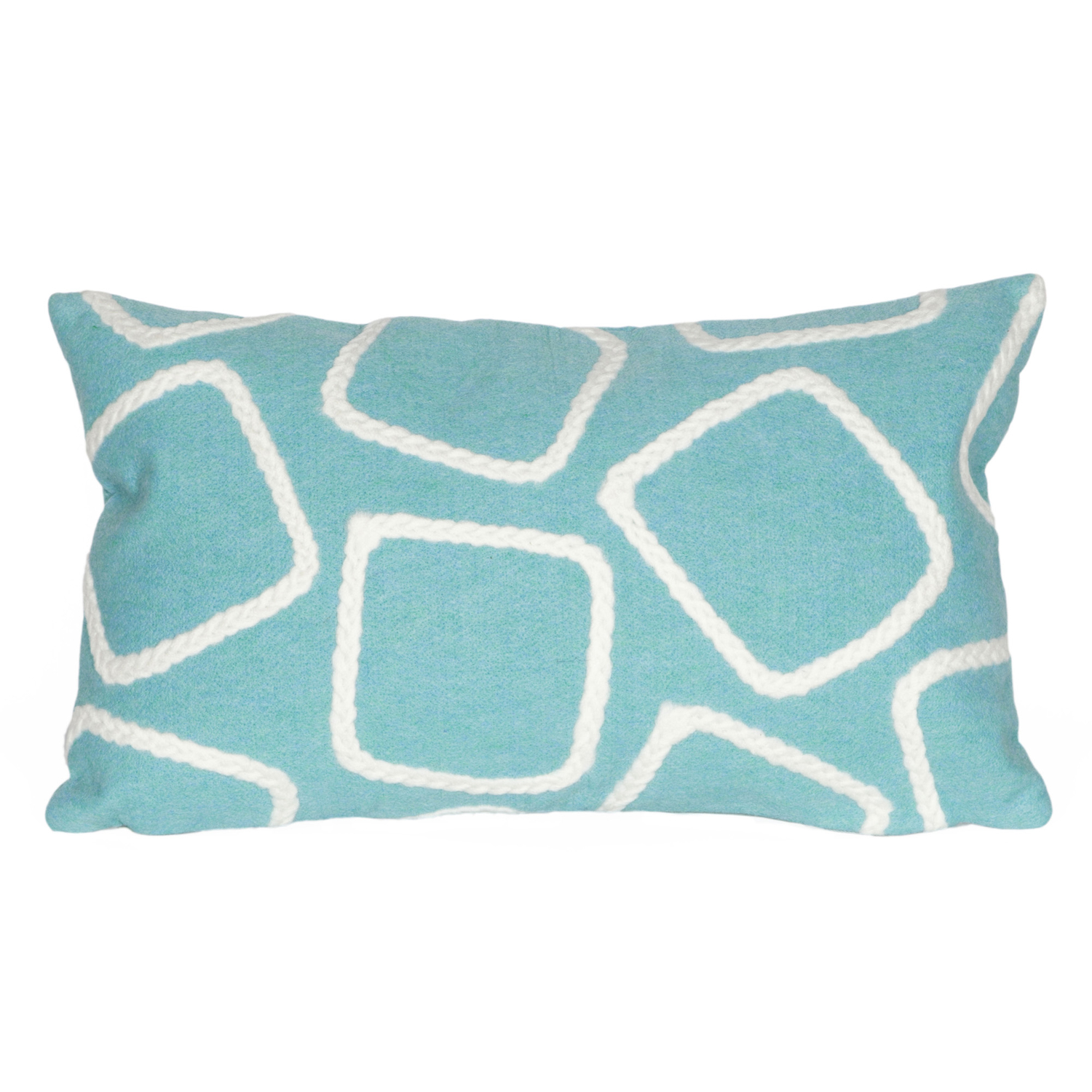 Liora Manne Visions I Aqua Squares Polyester Throw Pillow 12 in. H X 2 in. W X 20 in. L