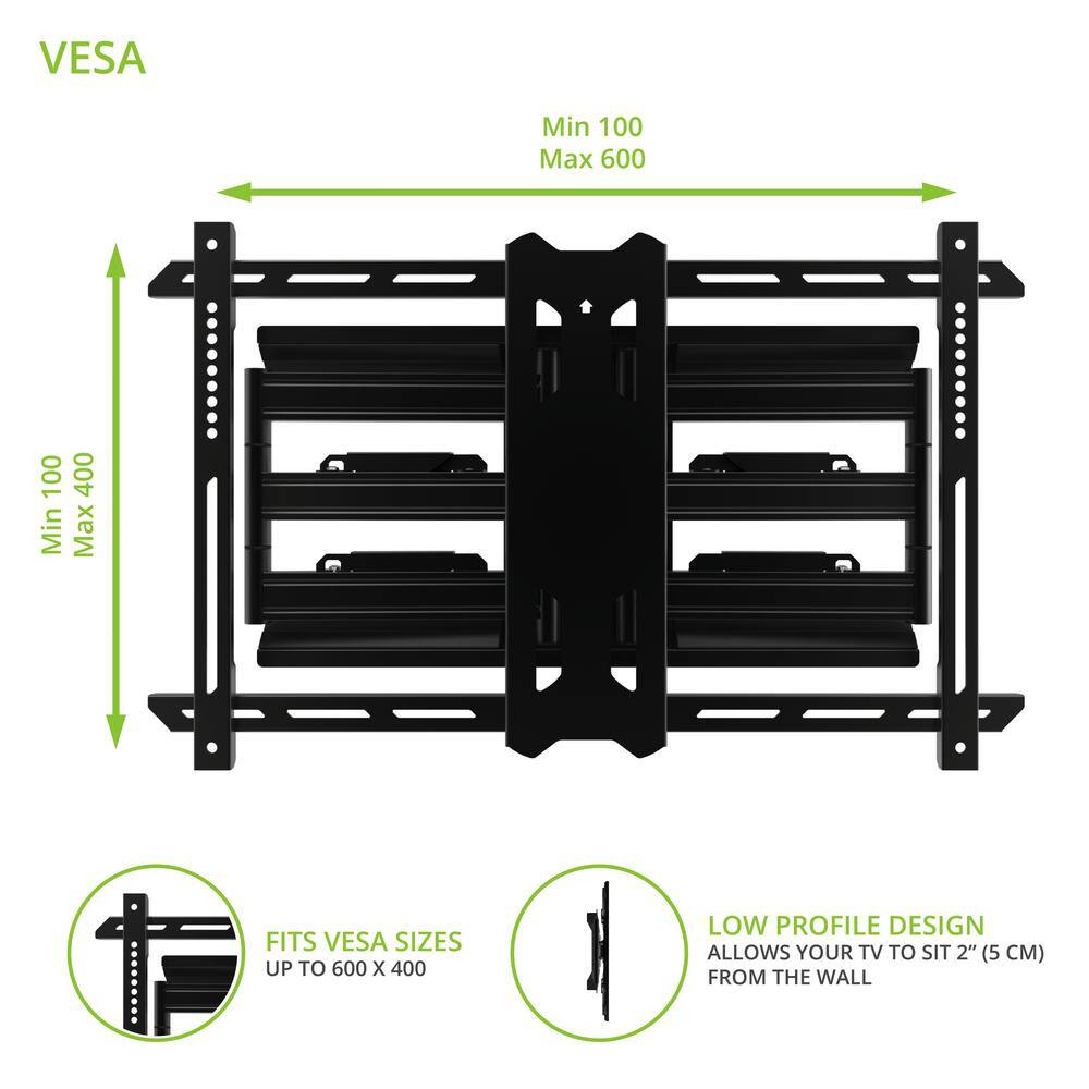 KANTO Galvanized Outdoor Full Motion TV Wall Mount with 22 in. Extension from Wall for 37 in. - 75 in. TVs PDX650G