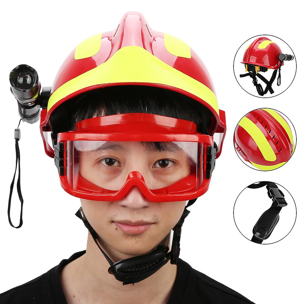 Rescue Safety Helmets Anti Impact Fire Fighter Protection Hard Hat With Headlamp And Goggles