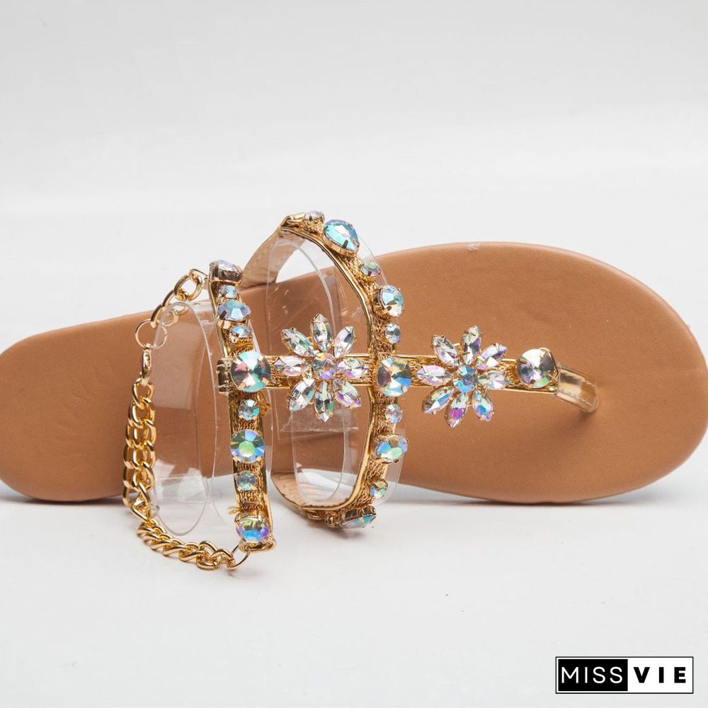 Women's Casual Rhinestoned Split-toe PU Sandals