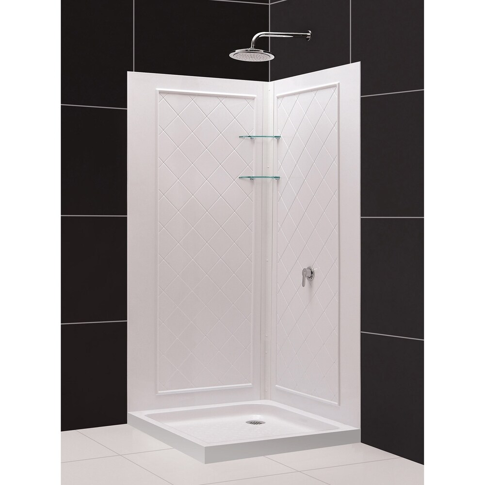 DreamLine Flex 36 in. D x 36 in. W x 76 3/4 in. H Pivot Shower Enclosure  Shower Base and Backwall Kit   36\