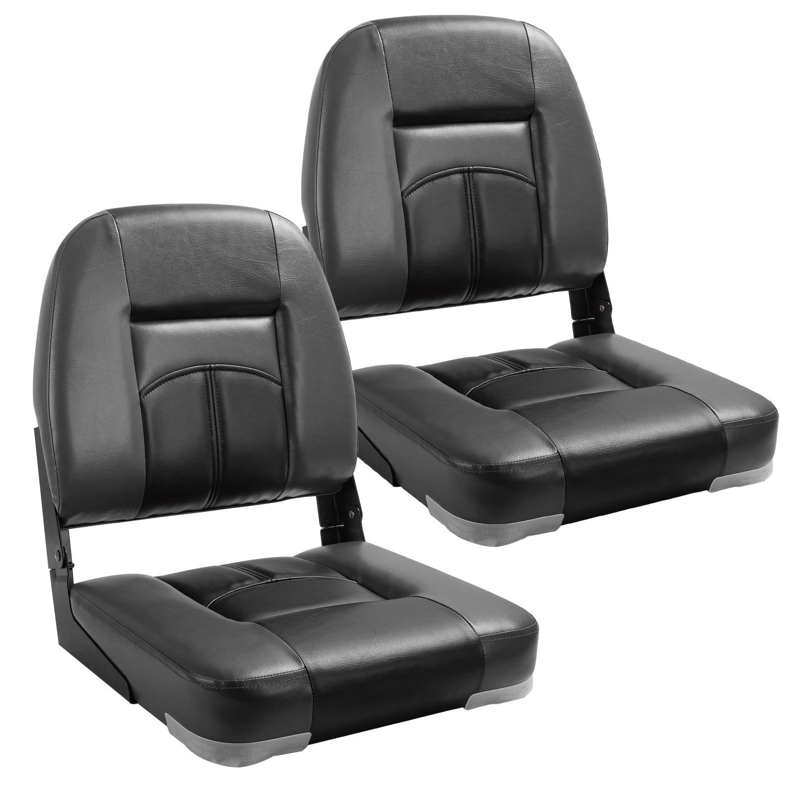 NORTHCAPTAIN Deluxe Charcoal/Black Low Back Folding Boat Seat， 2 Seats