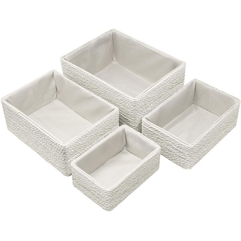 Sorbus Stackable Woven Baskets 4-piece Set