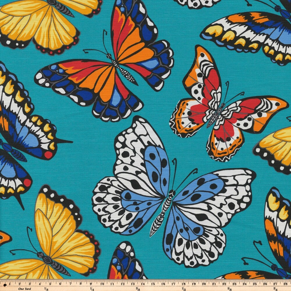 Butterfly Garden Turquoise Bench Cushion   45 X 18 X 2.5