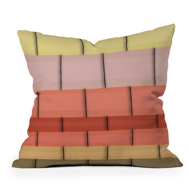 Yvonne Z Studios Colorful Tiles In Lines Square Throw Pillow Pink Deny Designs