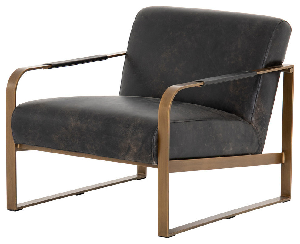 Jules Leather Chair  Rialto Ebony   Modern   Armchairs And Accent Chairs   by The Khazana Home Austin Furniture Store  Houzz