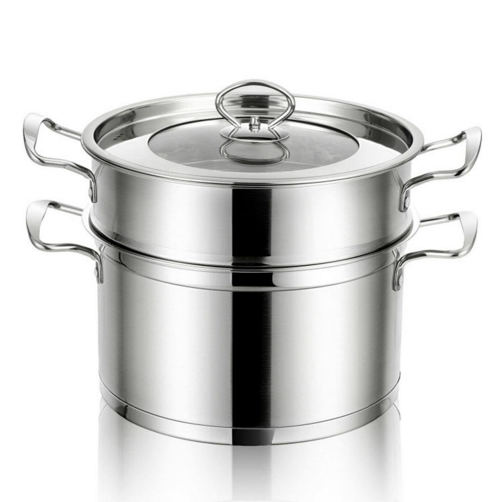 Bunpeony 2-Tier 5.2 qt. Premium Stainless Steel Pot with 2.3 qt. Steamer Insert and Lid ZMCT055-2