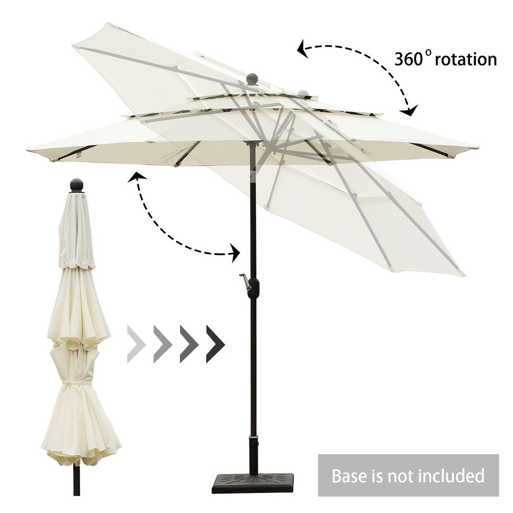 Aoodor Patio Umbrella 10 ft. for Dining Table Outdoor Market Yard Use 3 Tier Ventilation (Umbrella only)