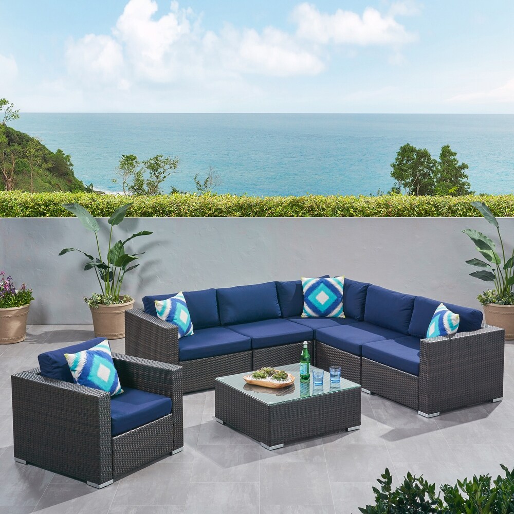 Christopher Knight Home Santa Rosa Outdoor 7 piece Wicker Seating Sectional Set