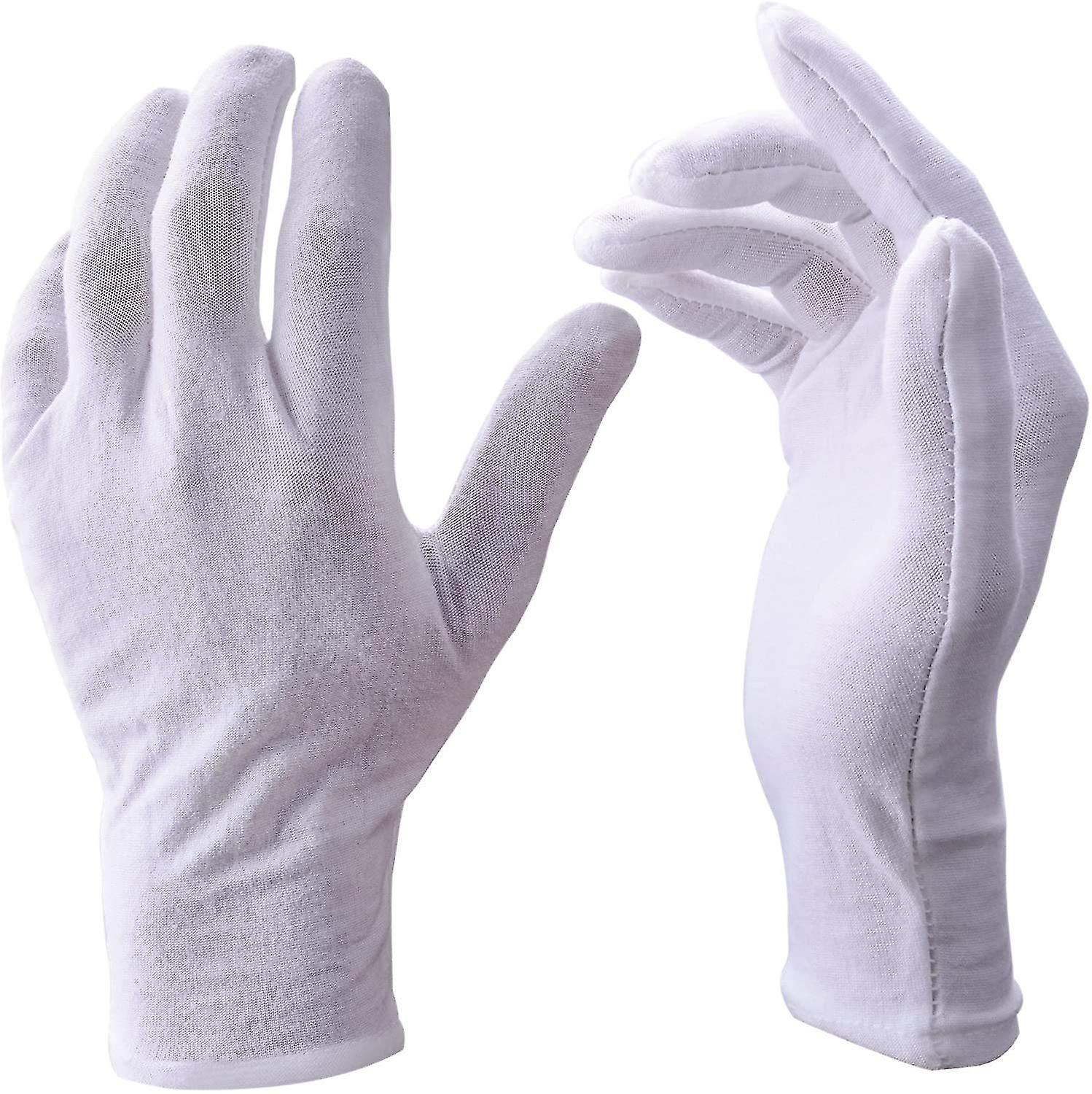 12 Pairs Cotton Gloves White Cotton Gloves Cosmetic Gloves Moisturizing Gloves Moisturizing Eczema Cotton Gloves