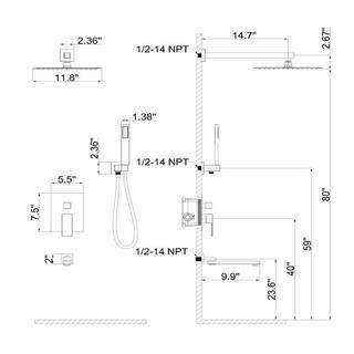 Maincraft Single Handle 1-Spray Tub and Shower Faucet 1.8 GPM with 12 in. Shower Head in Chrome (Valve Included) D01-SS19