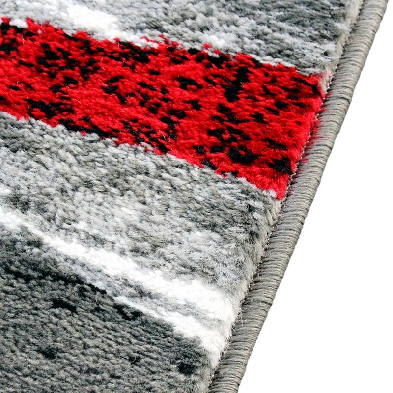 Masada Rugs Masada Rugs Stephanie Collection 5'x7' Modern Contemporary Area Rug in Design 1107 - Red， Gray， Black and White