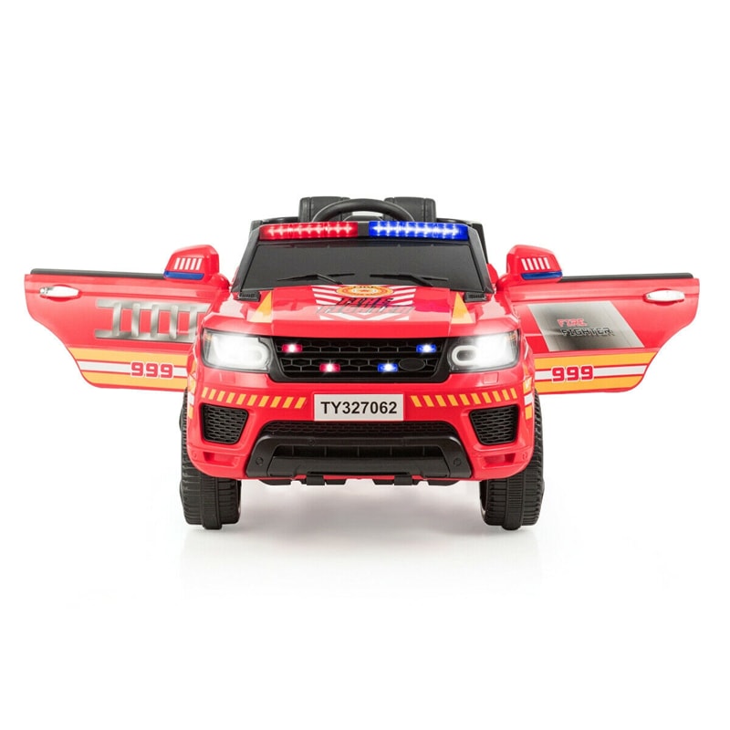 Kids Ride On Police Car 12V Battery Powered Electric Riding Toy Truck Car with LED Siren Flashing Light