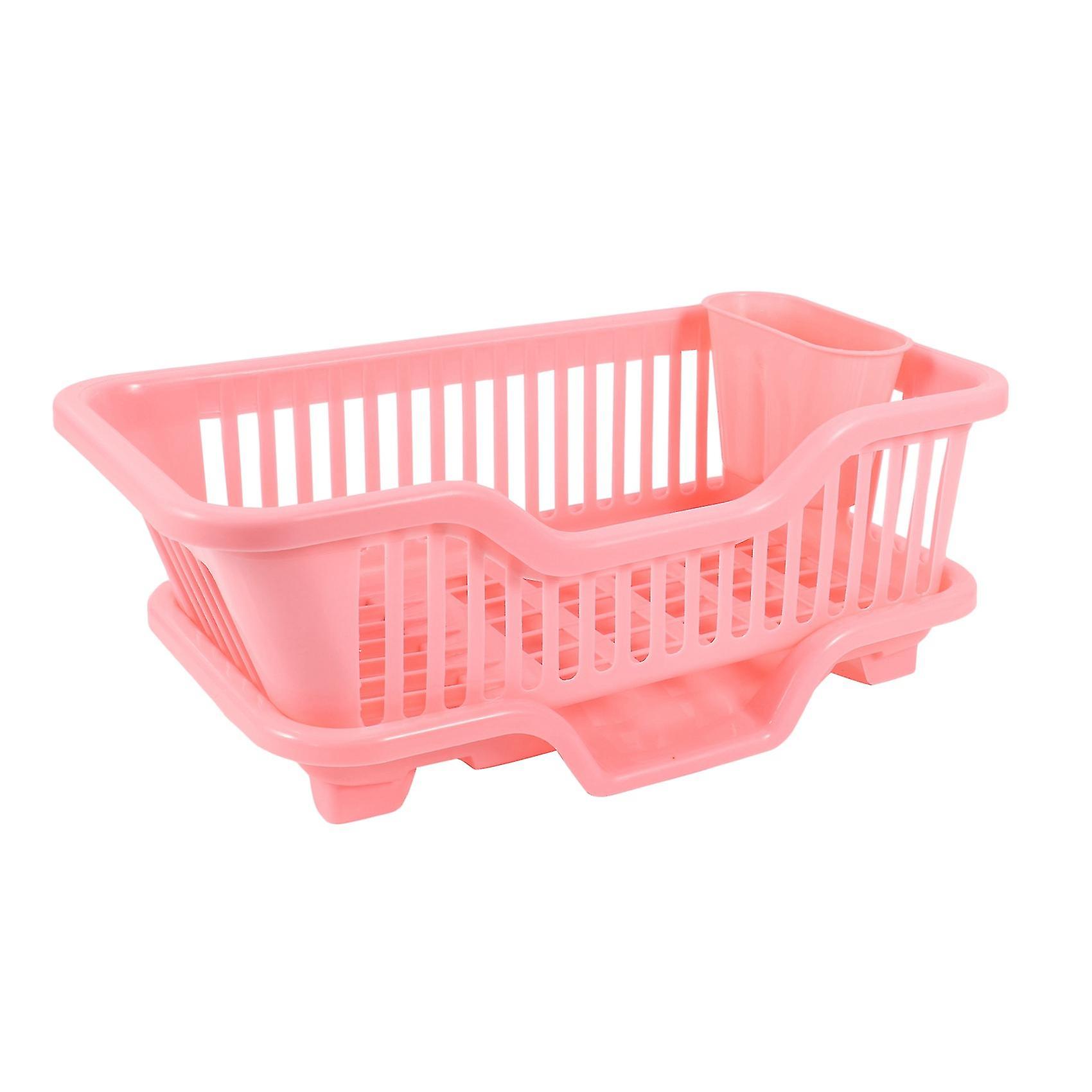 Environmental Plastic Kitchen Sink Dish Drainer Set Rack Washing Holder Basket Organizer Tray， 17.5