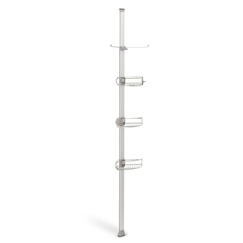 simplehuman 9 ft. Stainless Steel and Anodized Aluminum Tension Pole Shower Caddy BT1062DC