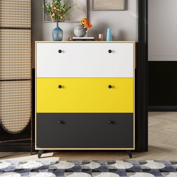 3-Tier Wood Modern Shoe Storage Cabinet - - 34316981