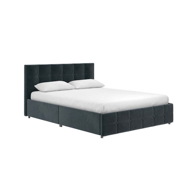 DHP Ryan Blue Velvet Upholstered Bed w/storage Queen