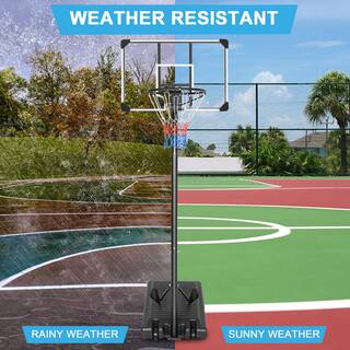 Portable Basketball Hoop  Goal Basketball Stand Height Adjustable 6.2 ft.-8.5 ft. with 35.4 in. Transparent Backboard outwyadironch15