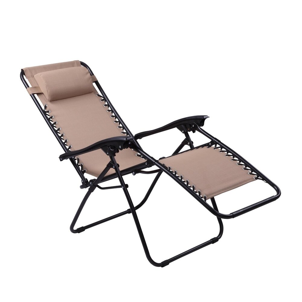 Zero Gravity Lounge Chairs Set of 2  Outdoor Patio Camping Reclining Lawn Chairs with Armrest  Headrest