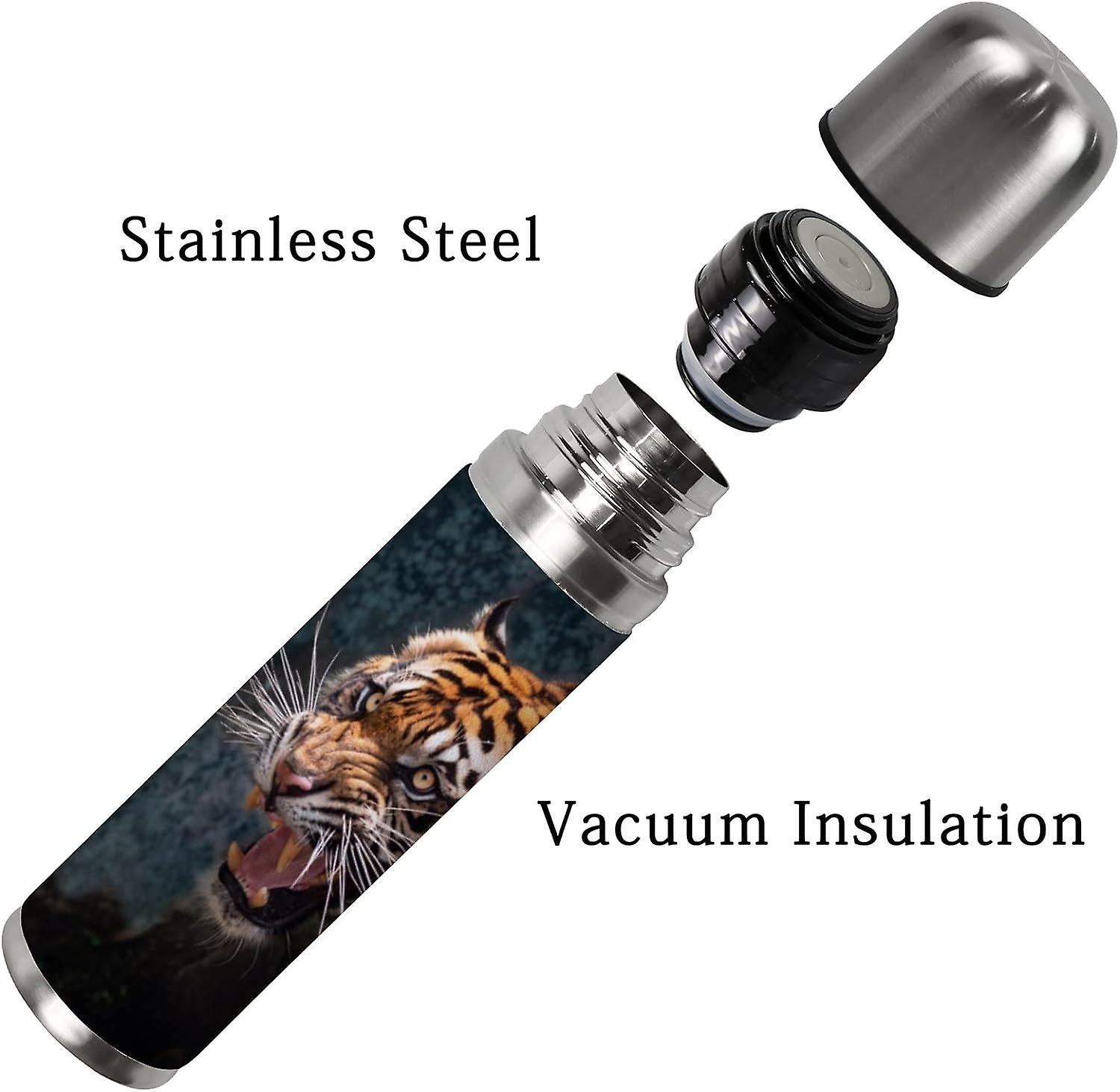 Insulated Mug Stainless Steel Water Bottle Walking Tiger Vacuum Cup Travel Mug For Travel School Office