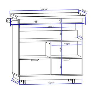 Whatseaso 46 in. Black New Design Kitchen Island with 2-Drawers and Tableware Cabinet LNN-K110501887