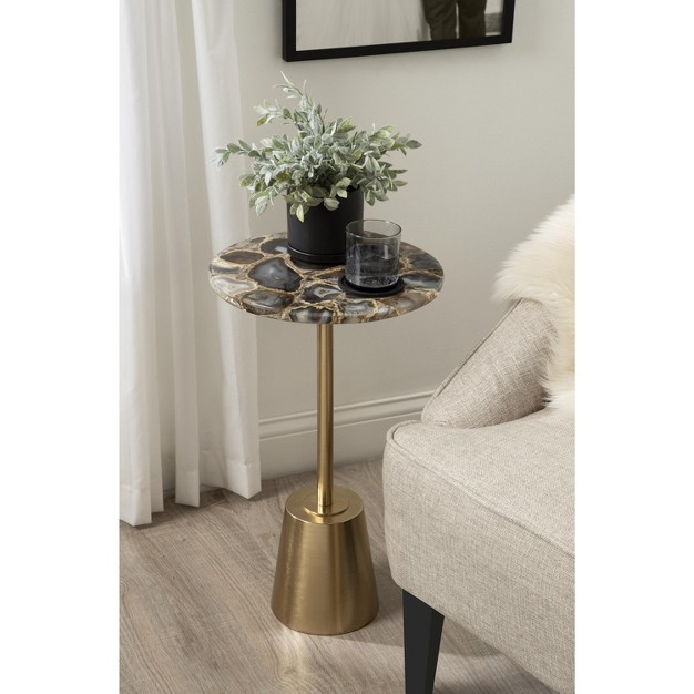 Kate And Laurel Tira Round Metal Side Table 14x14x24 Gold