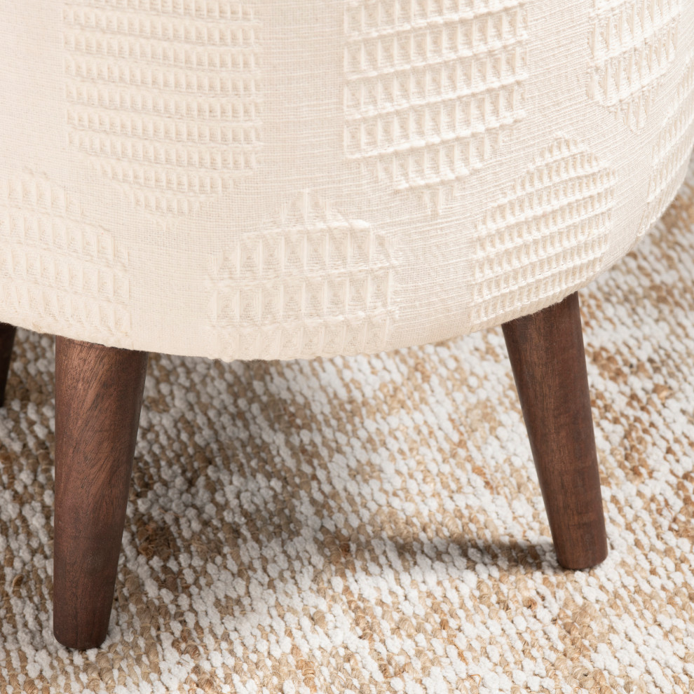 Anya Cream Round Stool   Midcentury   Footstools And Ottomans   by Crestview Collection  Houzz