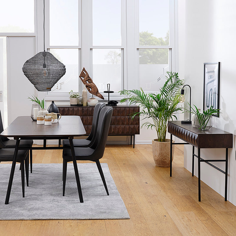 LATINA Extendable Dining Table 1.8-2.3M -  Dark Brown / Black