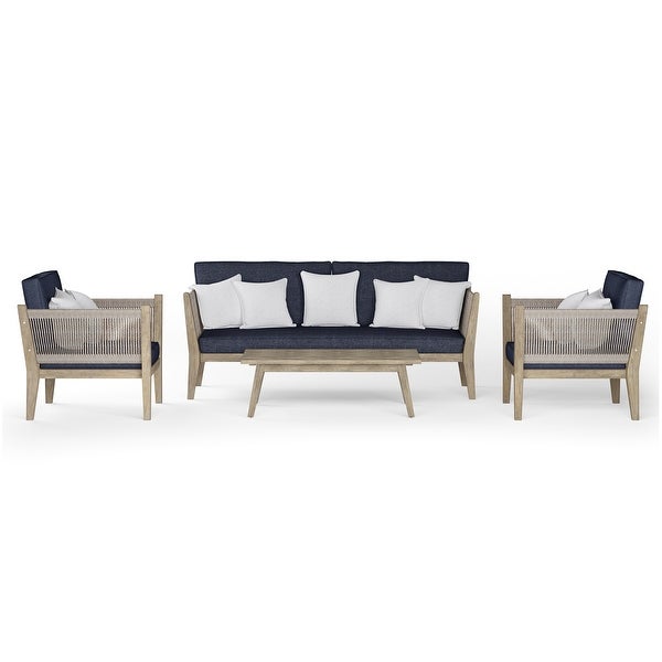 WyndenHall Luna Contemporary 4 Piece Outdoor Conversation Set in Slate Grey Polyester Fabric - Overstock - 35860090