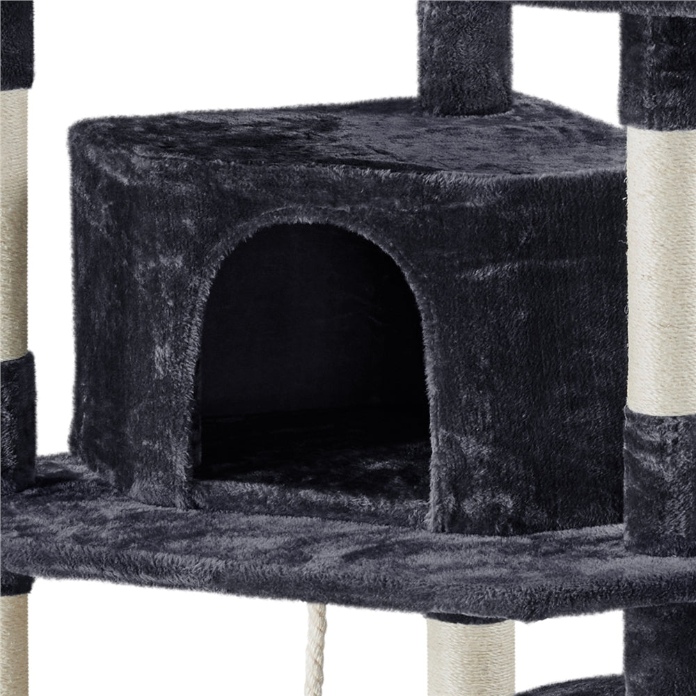 Yaheetech 79'' Multilevel Cat Tree Cat Tower with 2 Condos， Black