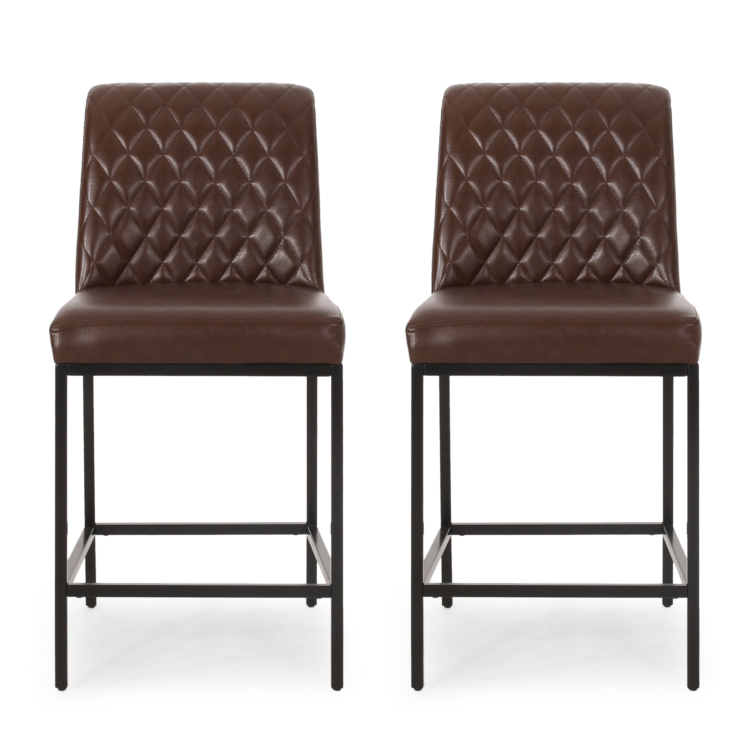 Lansing Contemporary Diamond Stitch Counter Stools, Set of 2