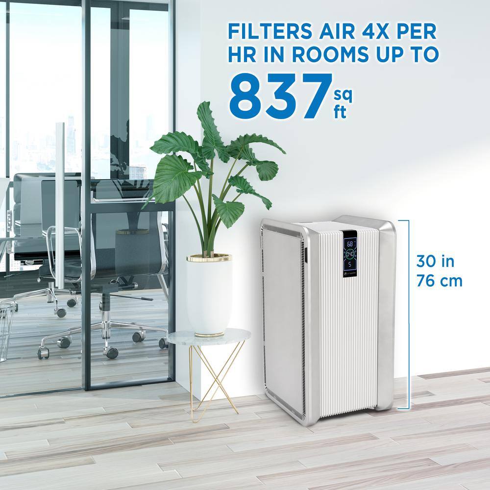 GermGuardian Dual HEPA Air Purifier with 2 HEPA Filters UV-C and Ionizer and Air Quality Monitor for Large Rooms Up to 837 sq. ft. AP6100