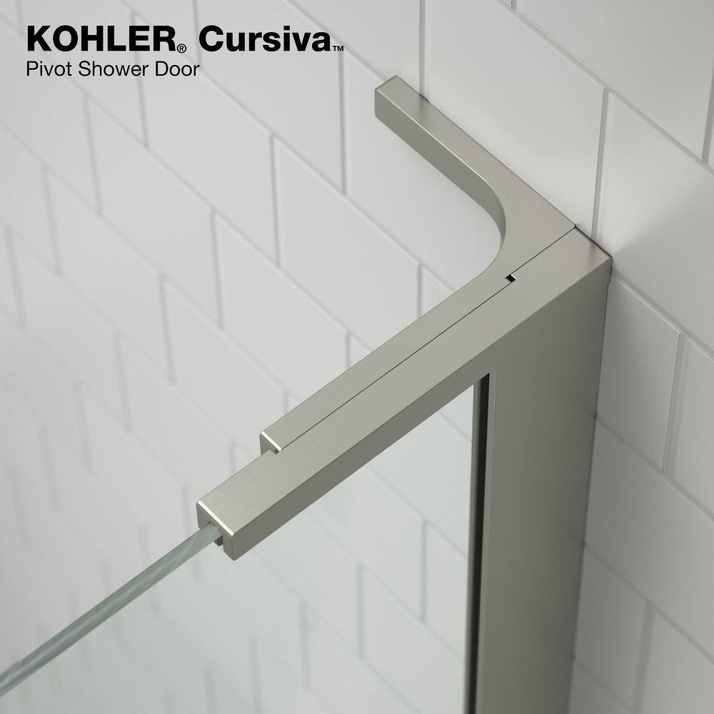 KOHLER Cursiva 60 in. W Pivot Shower Door in Anodized Brushed Nickel K-R707627-8L-BNK