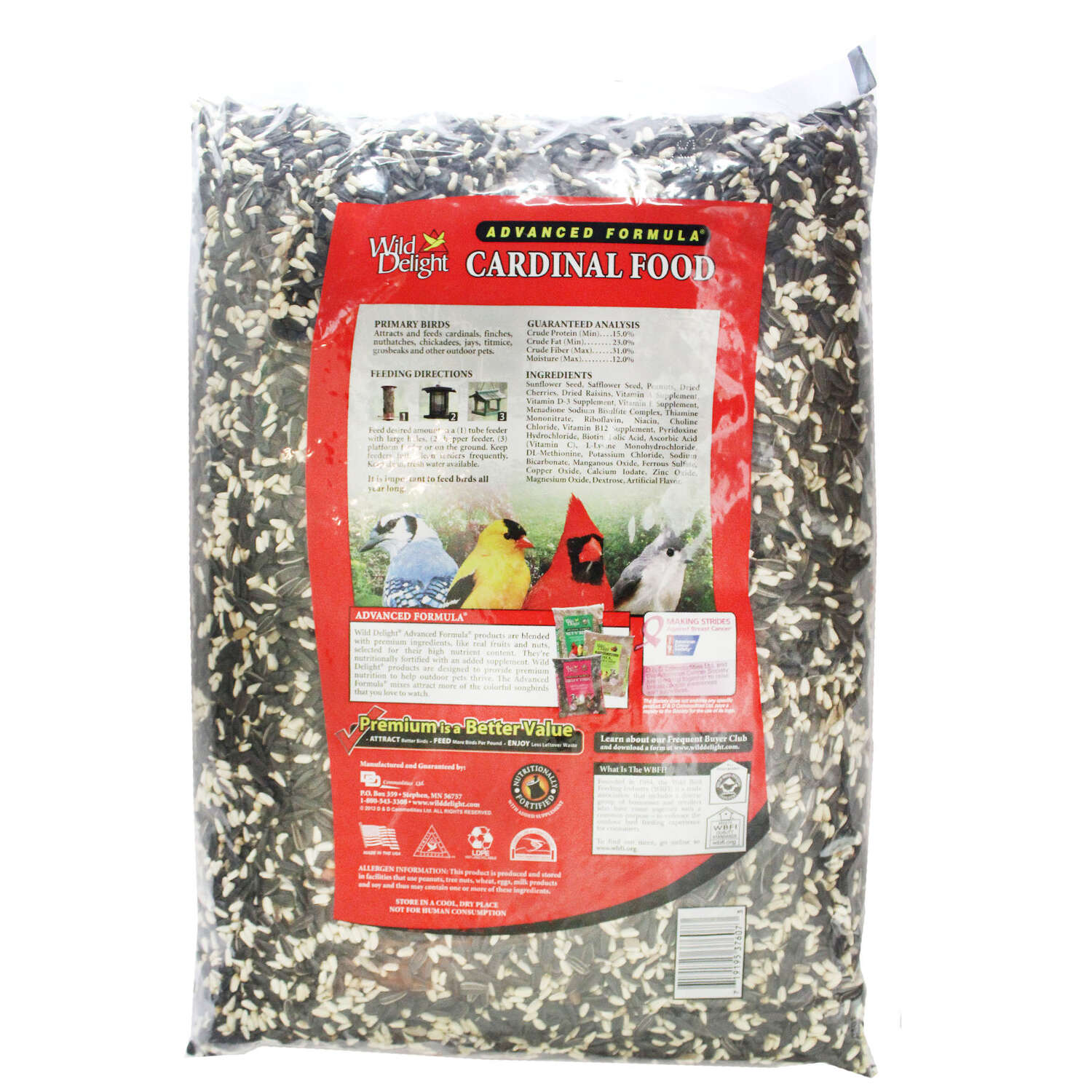 Wild Delight Cardinal Sunflower Seeds Wild Bird Food 15 lb