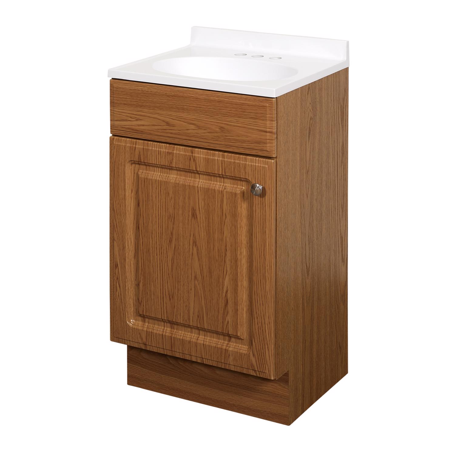 Zenna Home Single Oak Brown/White Vanity Combo 18 in. W X 16 in. D X 35 in. H