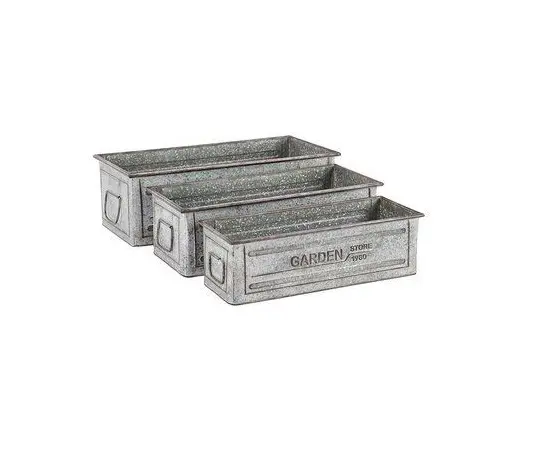 Garden supplies planters best selling galvanized metal planters for garden decor wholesale iron planters set