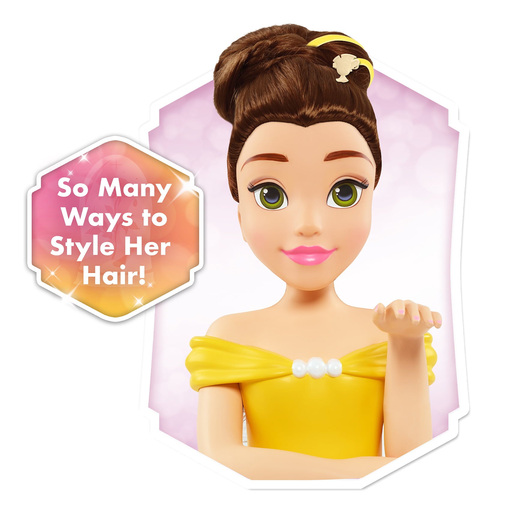 Disney Princess Deluxe Belle Styling Head, 13-pieces, Officially Licensed Kids Toys for Ages 3 Up, Gifts and Presents