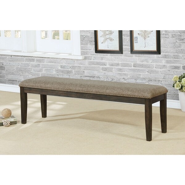 Transitional Style Padded Dining Bench in Espresso and Warm Gray