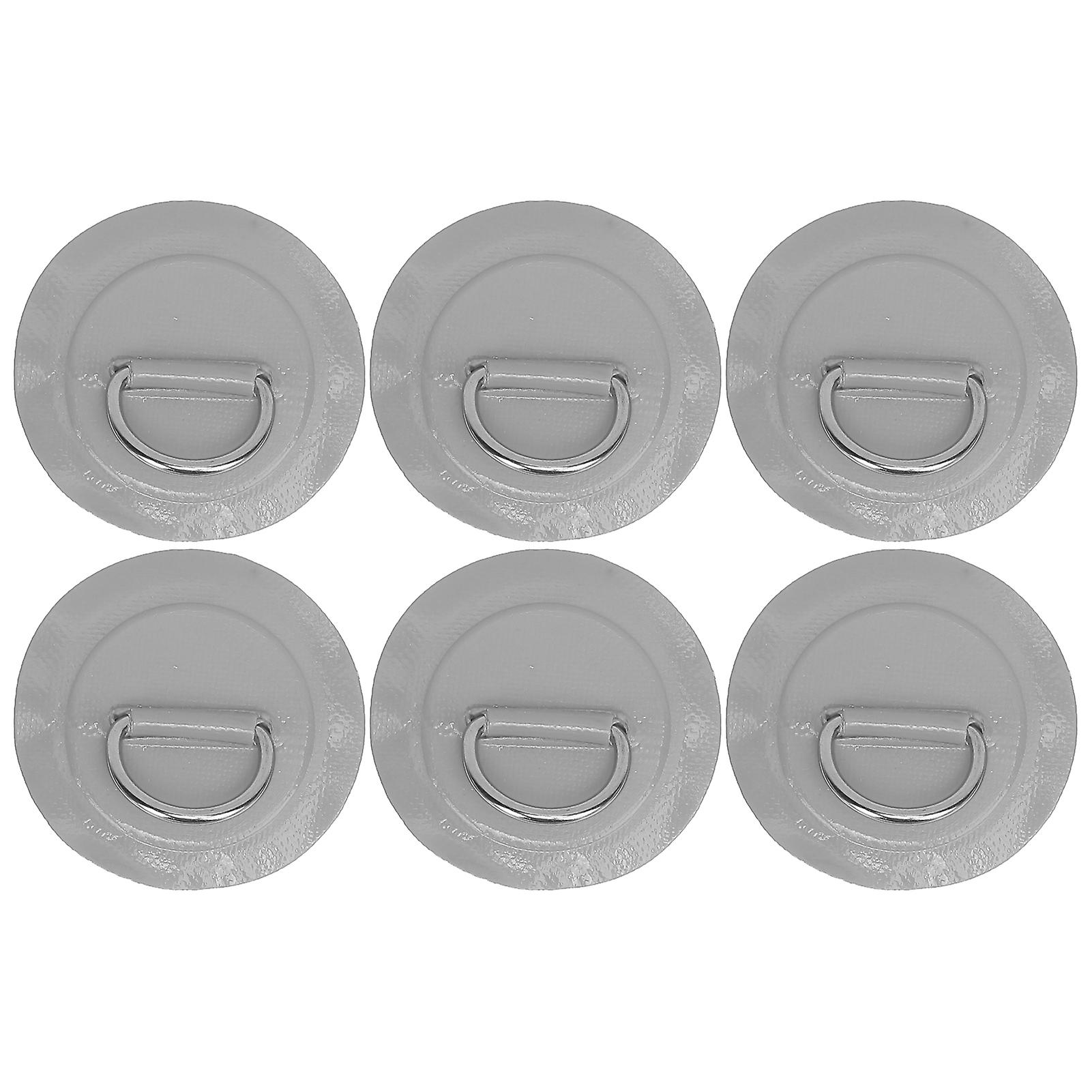 6 Pcs Inflatable Boat Dring Pad Patch Pvc Durable Marine Stainless Steel Fixed Bucklegray