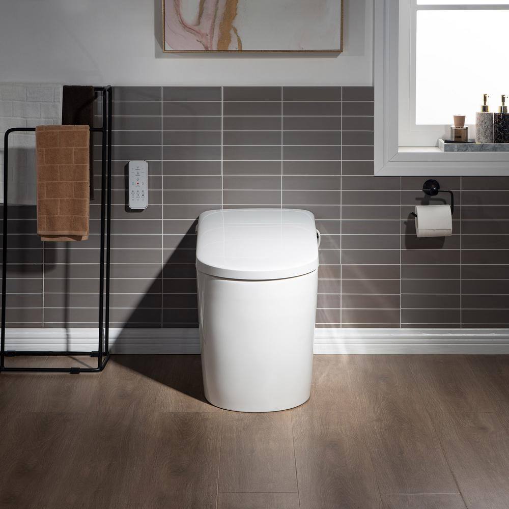 WOODBRIDGE Toscano Intelligent Comfort Height 1-Piece 1.0 GPF 1.6 GPF Dual Flush Elongated Toilet in White Seat Included HB0980S