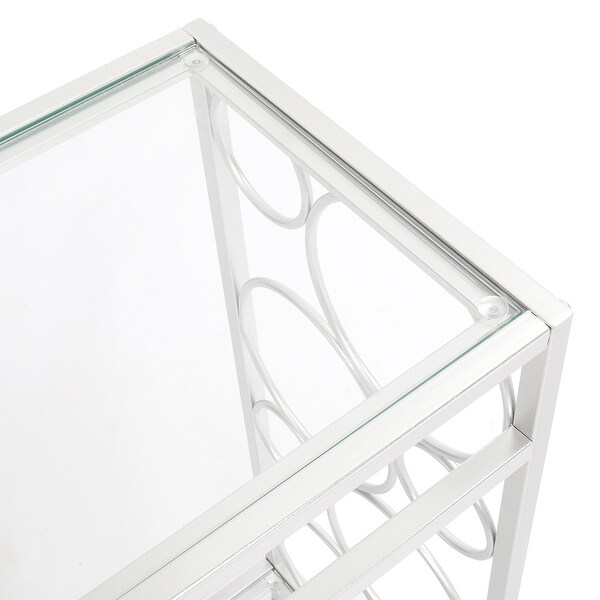 FCH Toughened Glass Panel Console Table with Steel Frame