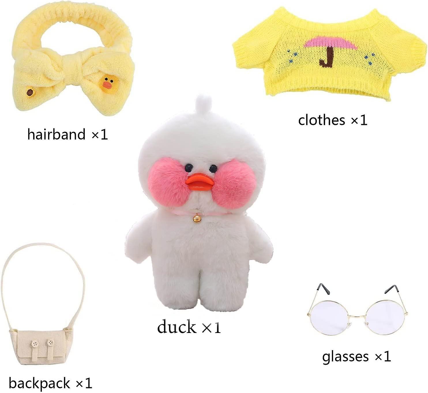 Duck Toy Cute Stuffed Animal Soft Plush Toy For Kids Girls Decoration Diy Plush Stuffed Toy With Cute Costume Best Gifts Christmas .(30cm/12inch) (whi