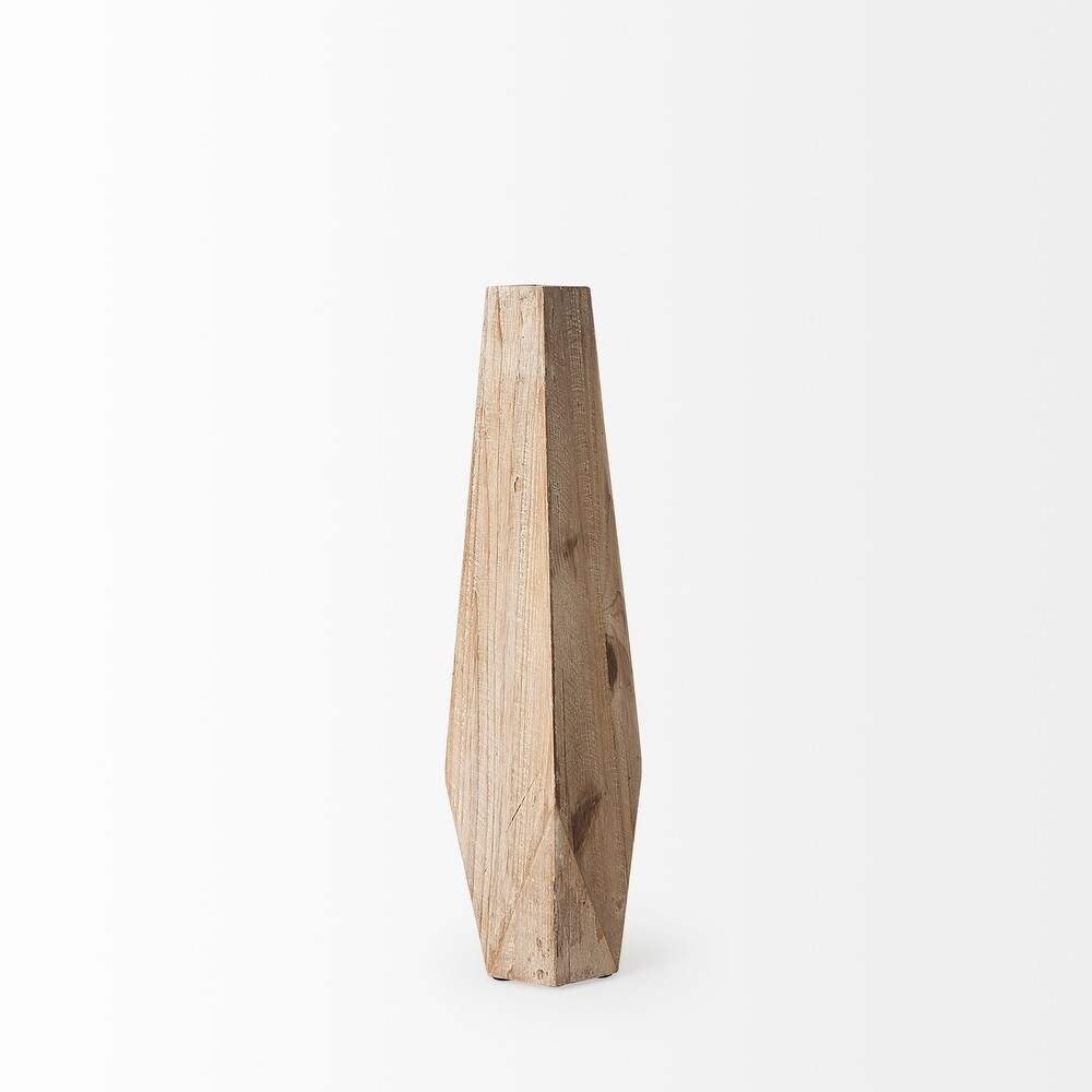 en II Natural Brown Wood Vase (15.3\