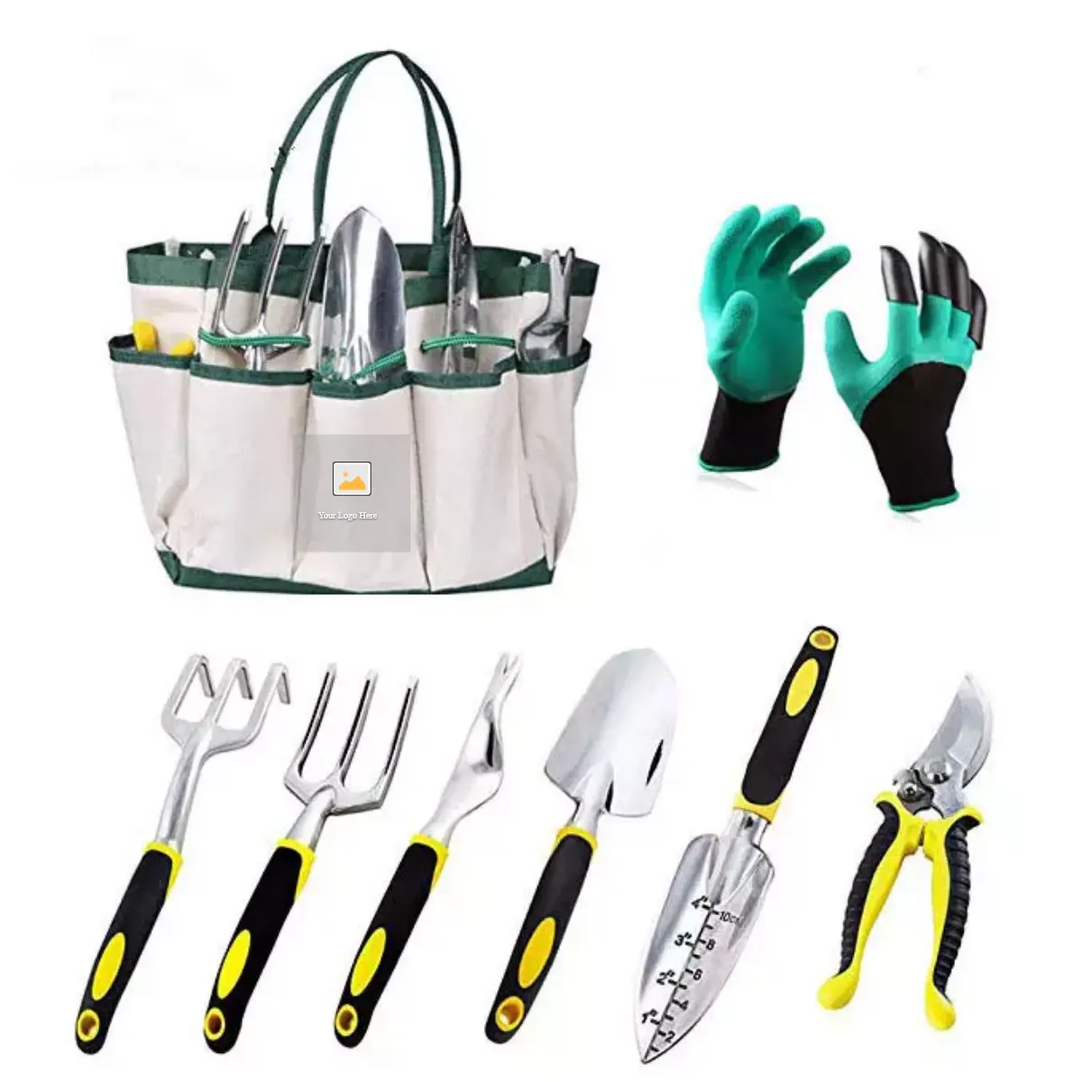 Garden Tools Set Kit Pruner Digging Supplies Lady Hand Tools Sets With Bag Rubber Handle Aluminum